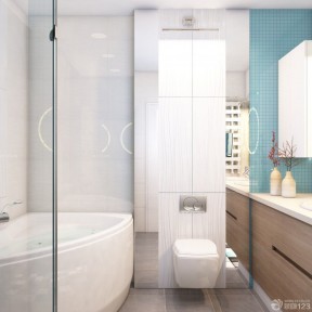 60平两室一厅装修样板 白色浴缸装修效果图片