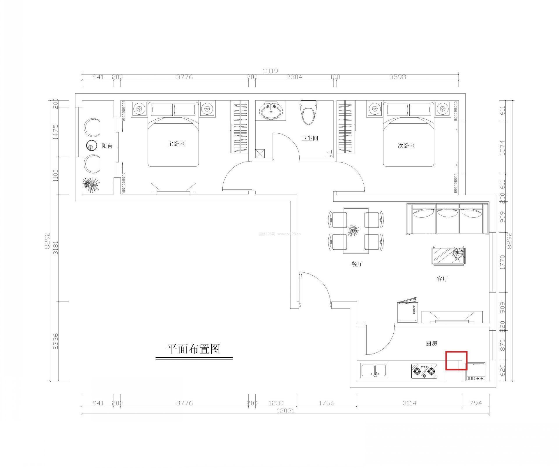 最新兩室兩廳90平米農村別墅戶型圖