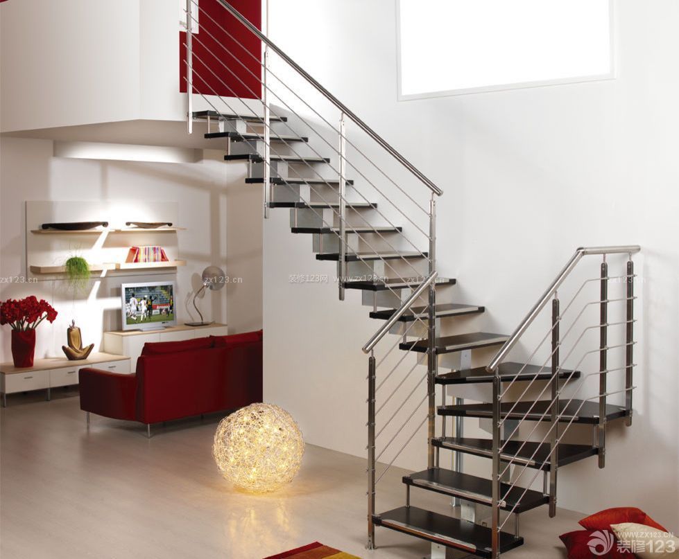 现代设计90平方复式楼楼梯扶手装修效果图