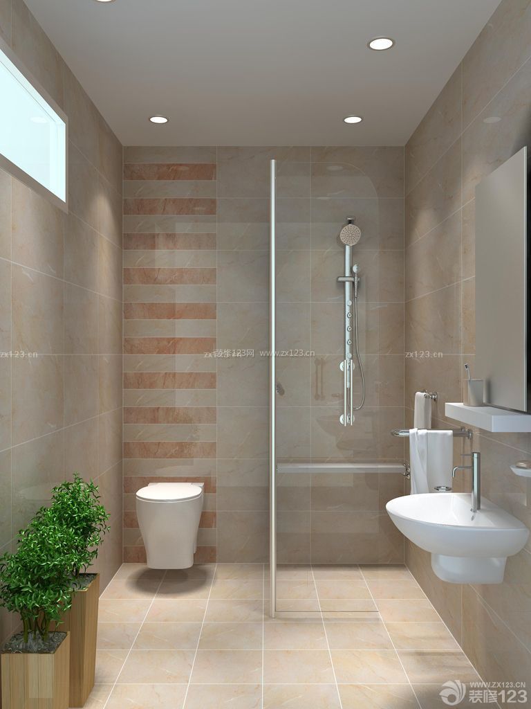 卫生间淋浴房入墙式马桶装修效果图片