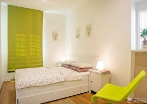 简约60平米小户型装修预算1万卧室绿色窗帘设计