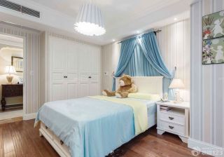 70平米二手房卧室蓝色床缦装修效果图片