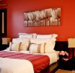 90平米小三居卧室红色壁纸装修效果图片