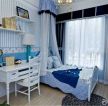 地中海卧室蓝色窗帘装修效果图片