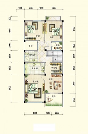 長(zhǎng)方形小戶型80平方米別墅戶型圖