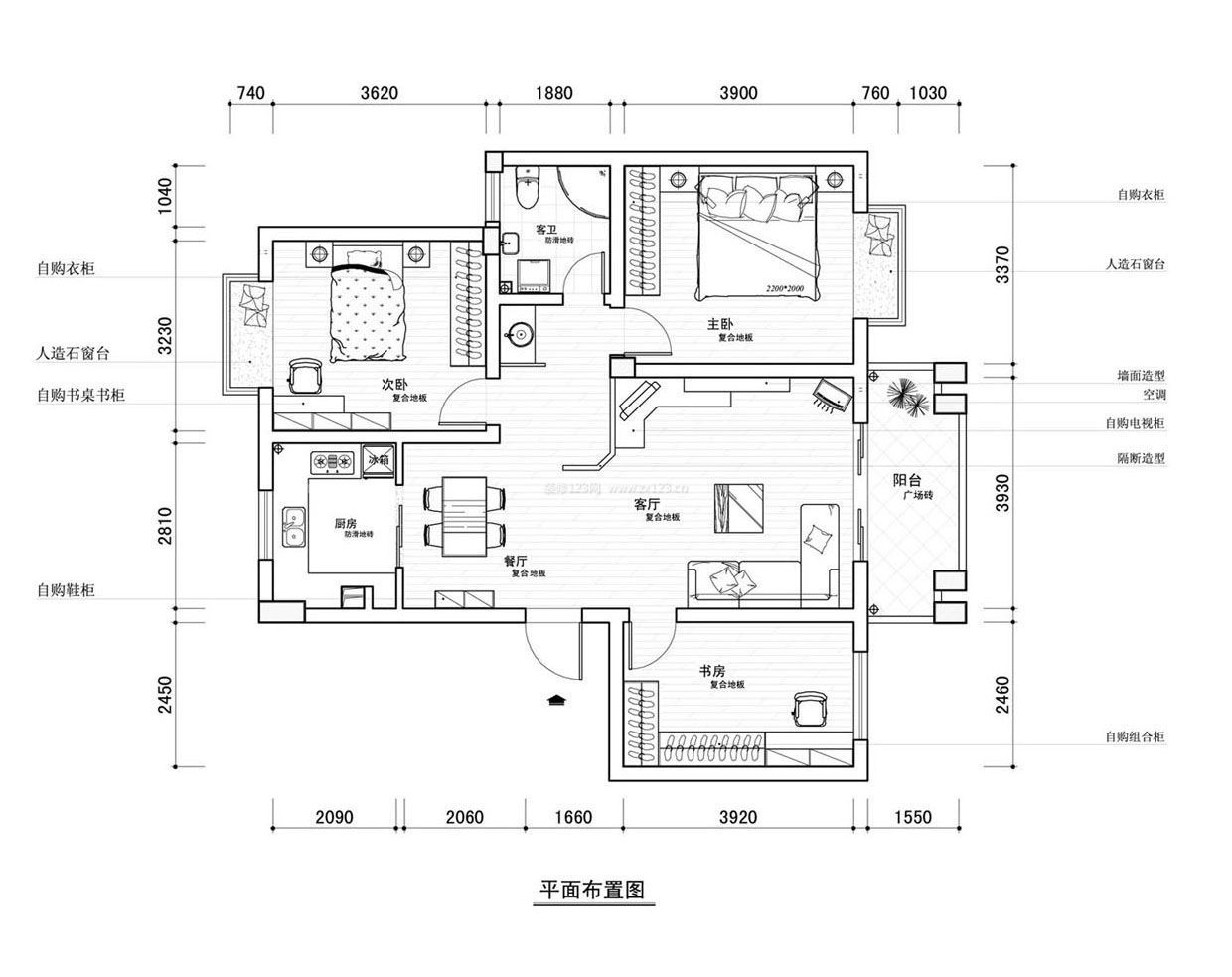 家裝90平方米別墅室內(nèi)設(shè)計(jì)圖紙欣賞