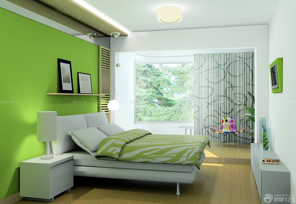 现代简约室内绿色墙面装修风格大全