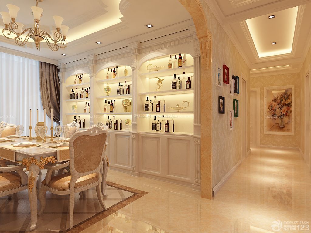 家庭餐廳歐式酒柜效果圖片