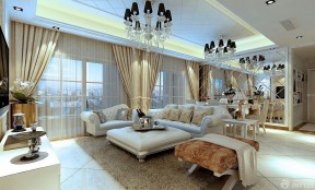 室内装修效果图大全客厅 纯色窗帘装修效果图片