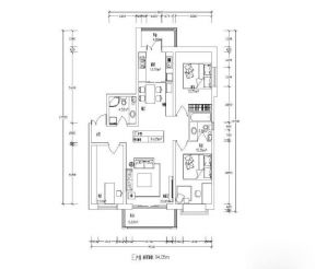 90平米三室一廳平面設(shè)計圖紙