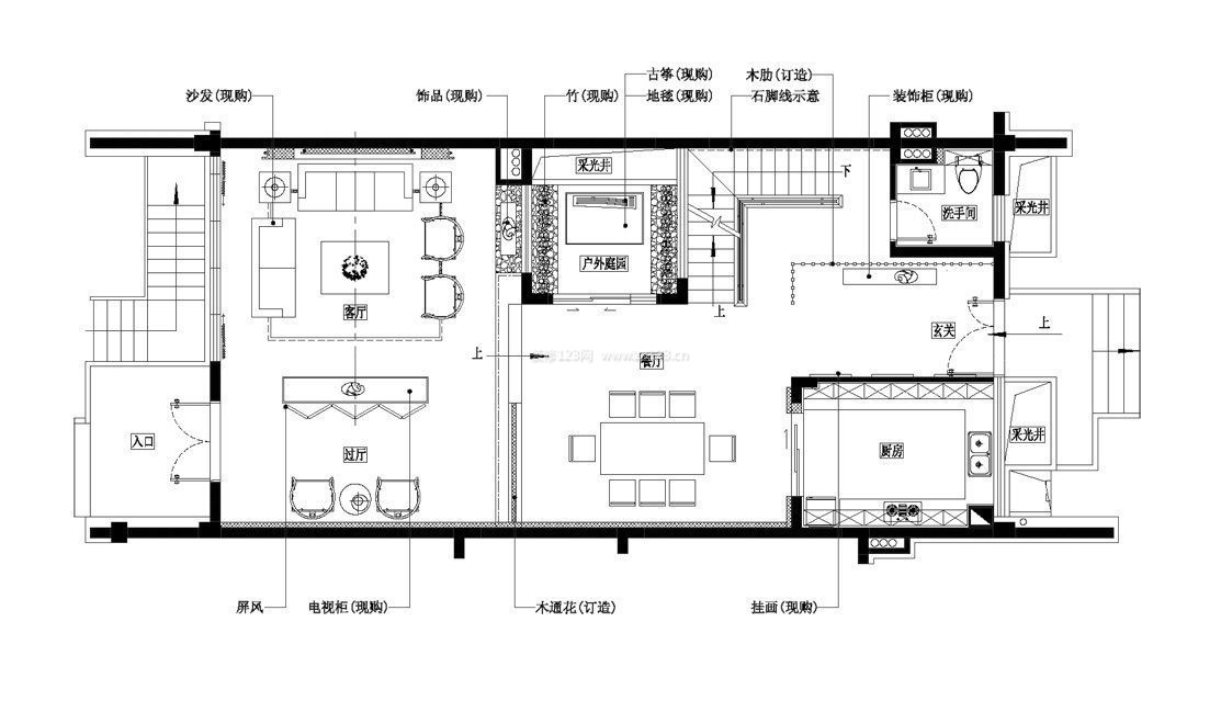 150平米别墅长方形户型图大全_装修123效果图