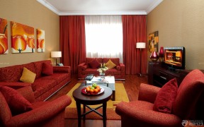 绚丽室内红色窗帘装修设计方案