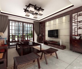 90平米裝修 中式客廳電視背景墻