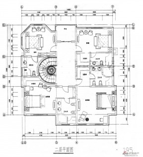 经典两层150平米别墅平面户型图设计