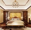 中式室内卧室床头背景墙装修与设计效果图片