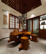 中式风格室内根雕茶桌装修效果图大全