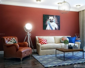 简约室内装修设计 红色墙面装修效果图片