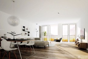 现代欧式室内浅褐色木地板装修效果图