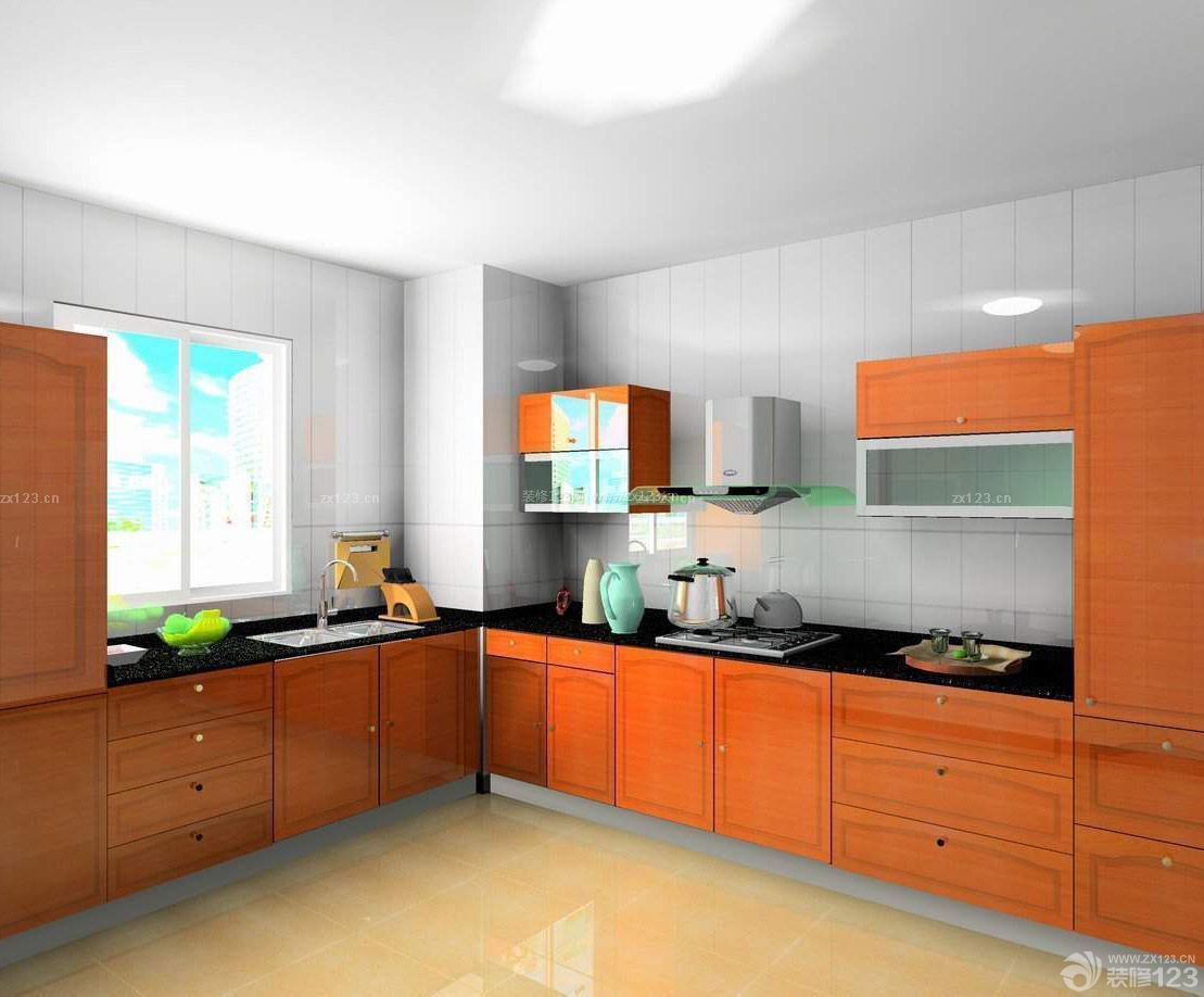 90平米房屋厨房实木橱柜装修效果图