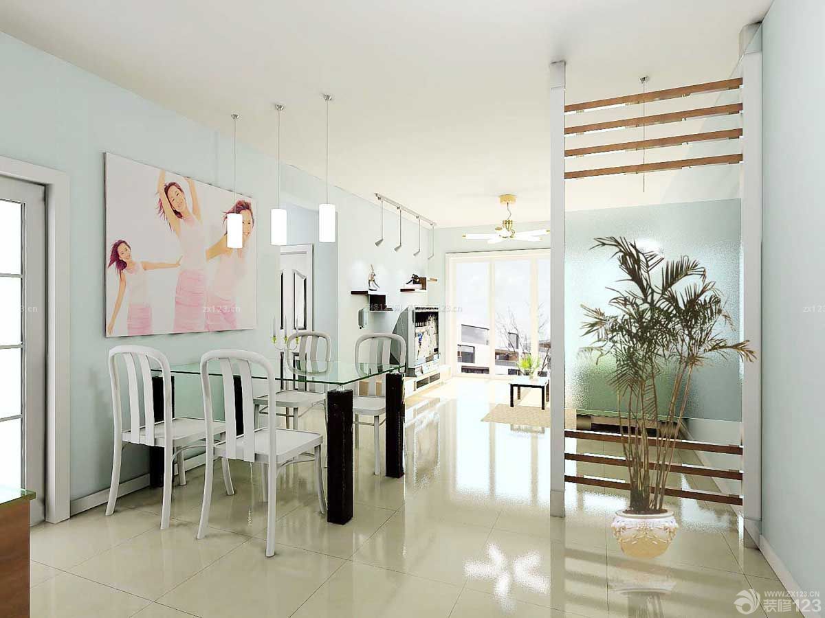 普通家庭客厅餐厅一体简单室内装饰效果图_装修123