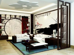 大廳室內(nèi)裝修圖 中式家具擺放裝修效果圖片