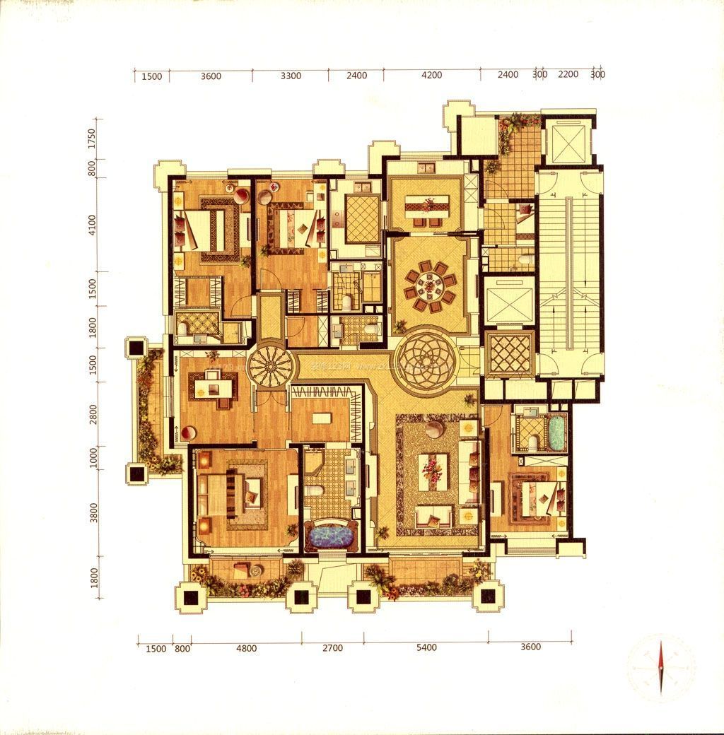 跃层式住宅四房一厅设计图欣赏