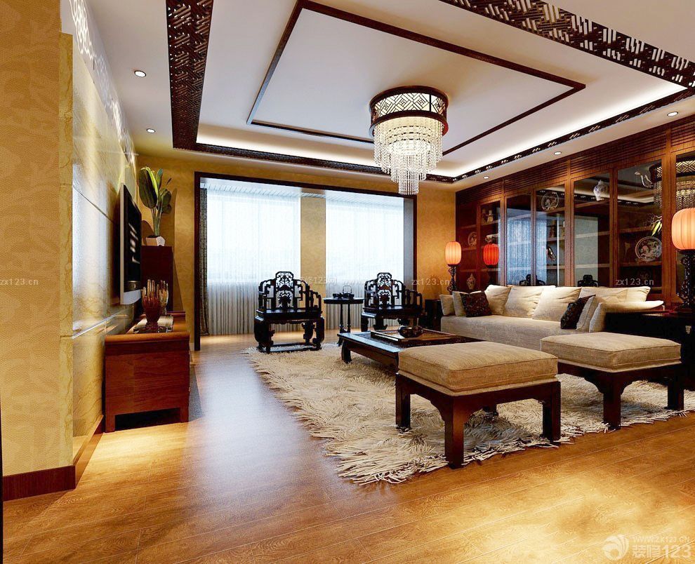 新中式风格80平米房子客厅装修设计图