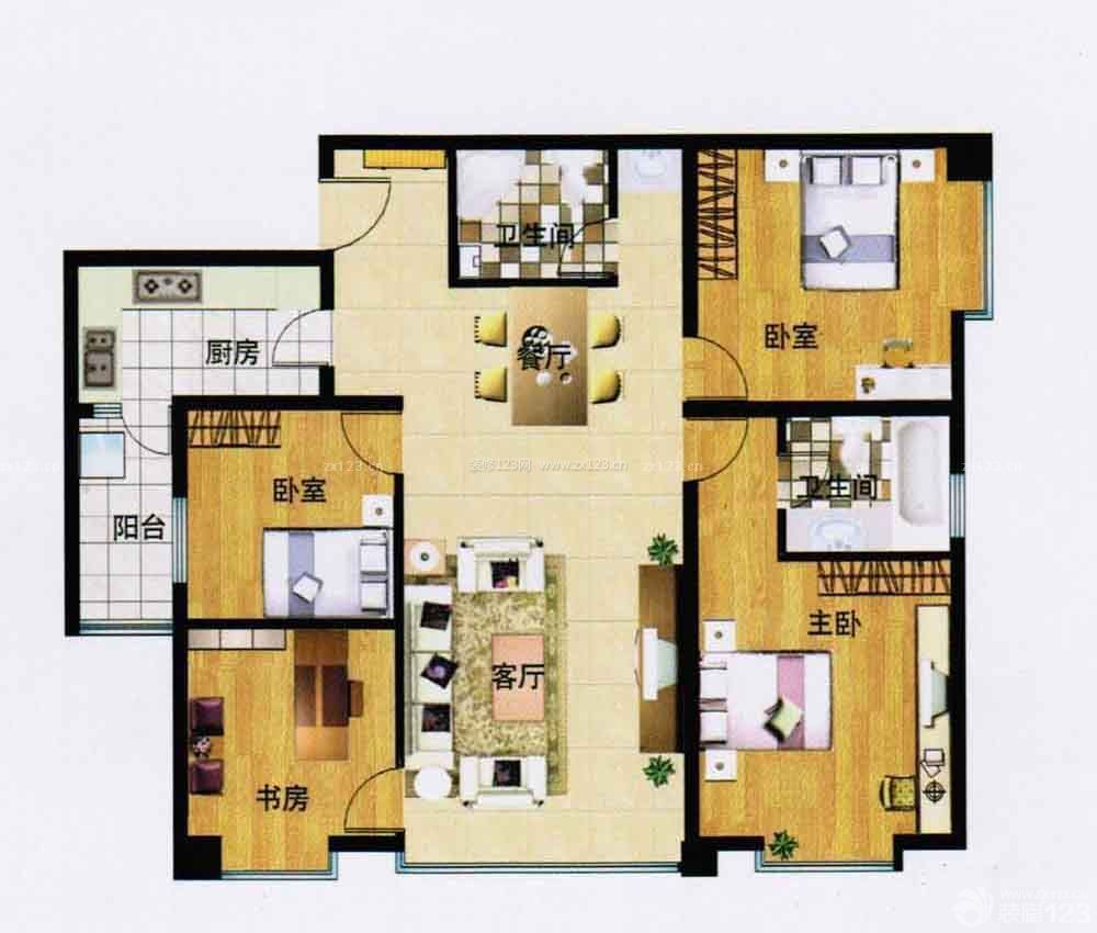 最新四房一廳設(shè)計圖樣板