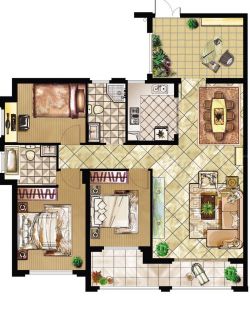 四房二厅房子设计平面图欣赏