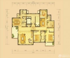 最新150平米四房一廳設(shè)計戶型圖