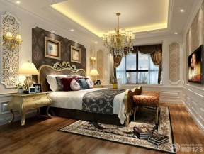 140平米奢华欧式装修 长方形卧室装修图
