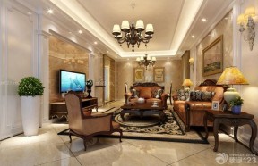 140平米奢华欧式装修 客厅沙发摆放装修效果图片