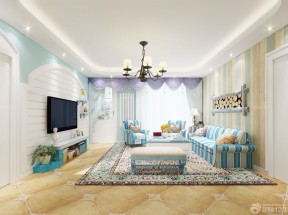 三居室家装客厅组合沙发设计效果图