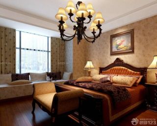 140平米奢华欧式卧室飘窗沙发装修效果图片