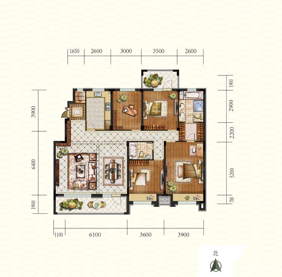 經(jīng)典自建房四室兩廳室內(nèi)平面圖設(shè)計