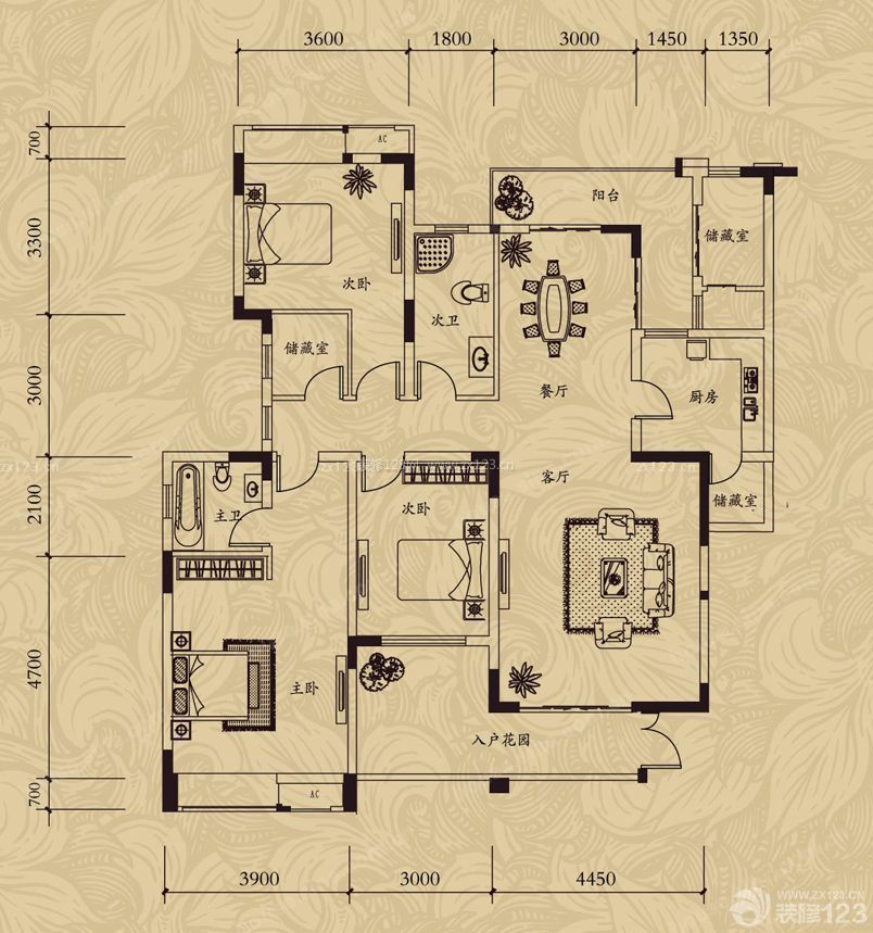 農(nóng)村自建房四室兩廳室內(nèi)戶型平面圖欣賞