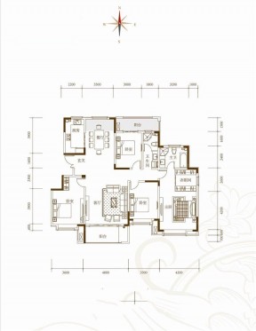 長方形四室兩廳室內(nèi)戶型平面圖大全