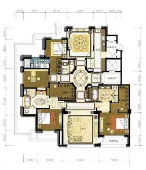 超大戶型四室兩廳室內(nèi)平面圖設(shè)計(jì)