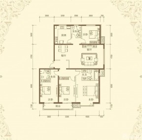 一層農(nóng)村住宅四室兩廳室內(nèi)平面圖設(shè)計(jì)