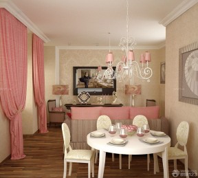 四室二厅装修效果图 粉色窗帘装修效果图片