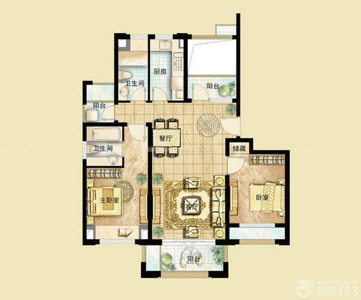 90平米房子兩室兩廳平面圖大全