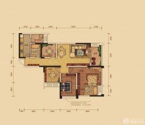 三室可改四室三房兩廳平面圖設(shè)計