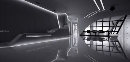 黑白風(fēng)格辦公室室內(nèi)裝修效果圖