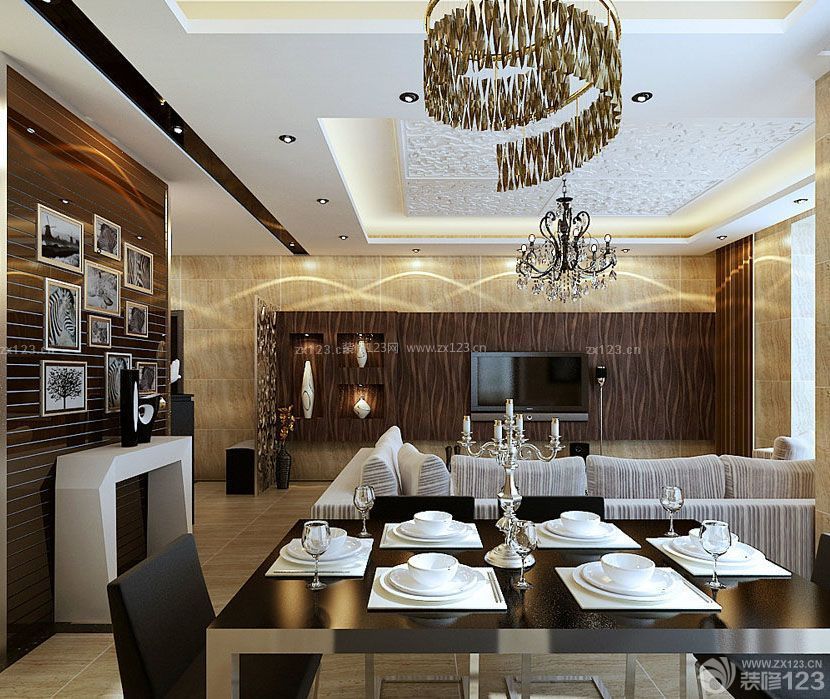 90平米房子客厅餐厅一体装修效果图片