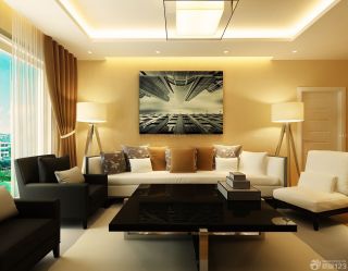 现代欧式三室两厅家装沙发背景墙效果图