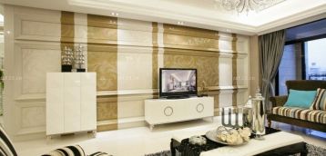 欧式古典风格客厅电视墙装修设计图