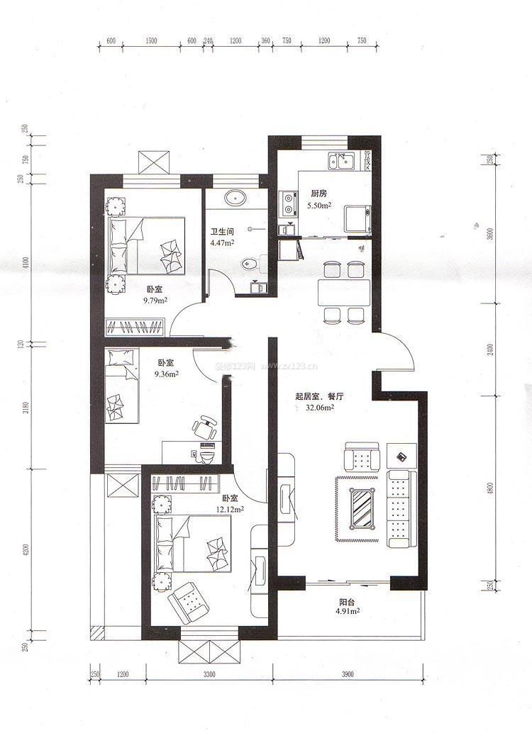 自建房屋設(shè)計圖三室一廳樣板大全