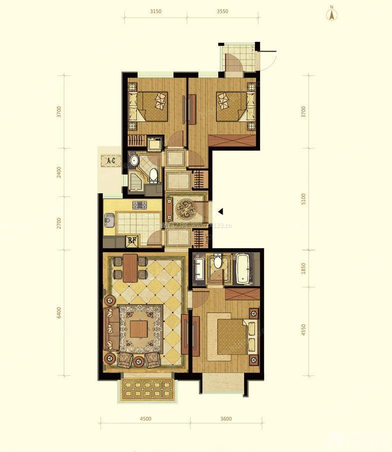 房屋設(shè)計(jì)圖三室一廳戶型圖欣賞