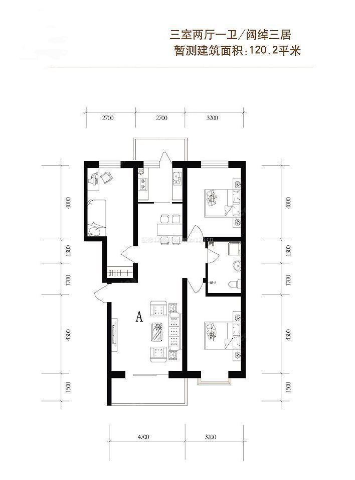 最新三房兩廳一衛(wèi)戶型圖欣賞