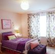 90平方米二室二厅卧室大花图案窗帘装修效果图片